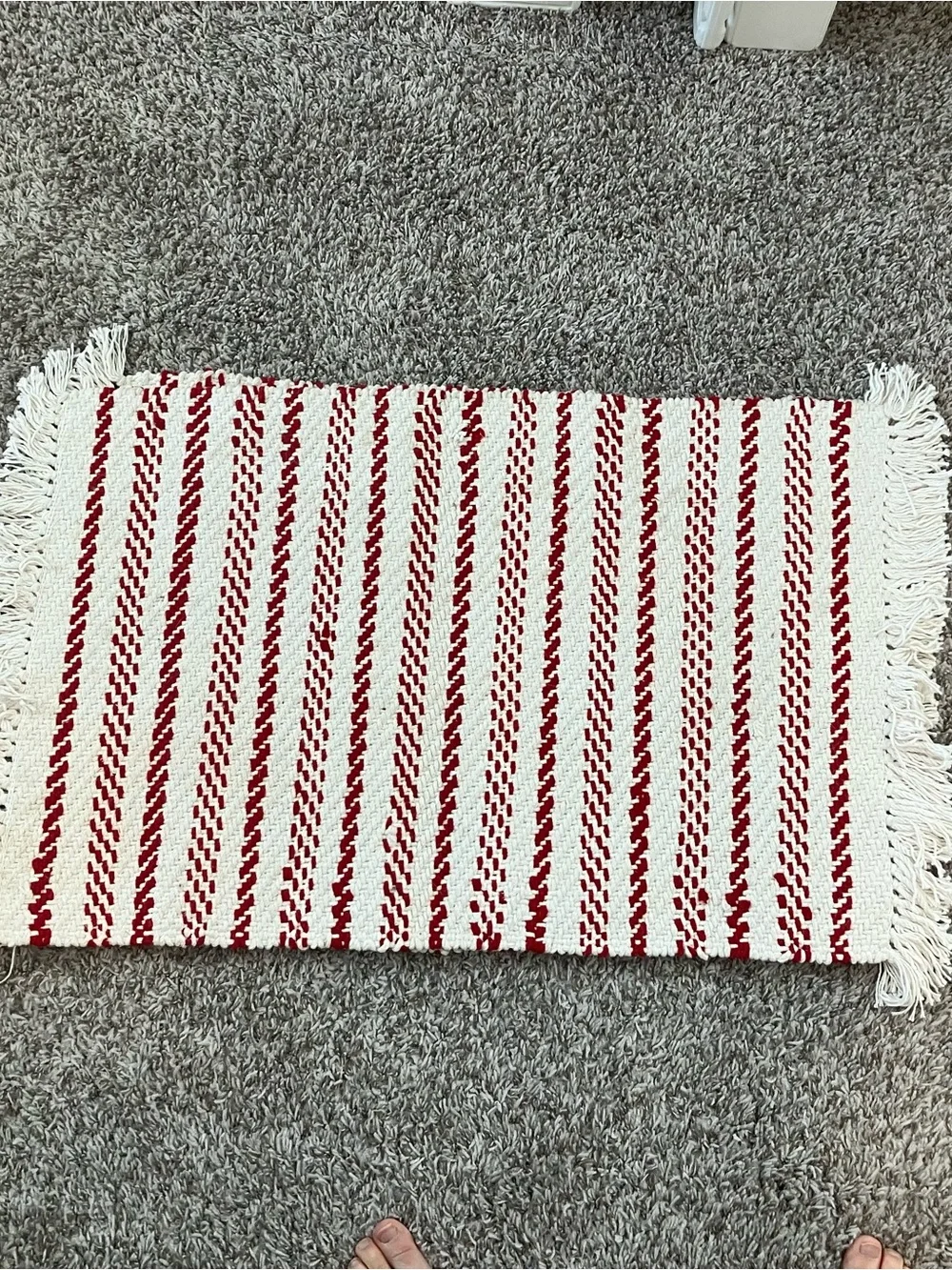 Threshold Red and Cream Striped Woven Door Mat